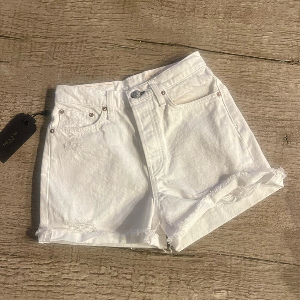 Rag & Bone Maya High Waist Shorts in White. - Picture 8 of 13